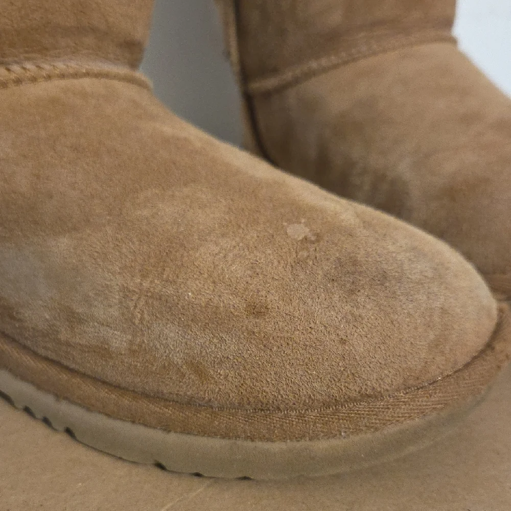 UGG Chestnut Suede Bow-Back Plush Sheepskin Boots